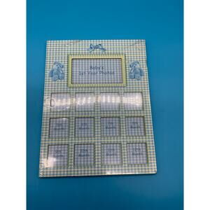 Baby’s 1st Year Photo Frame Blue Plaid 12 Month Memory Collage 8.5x11